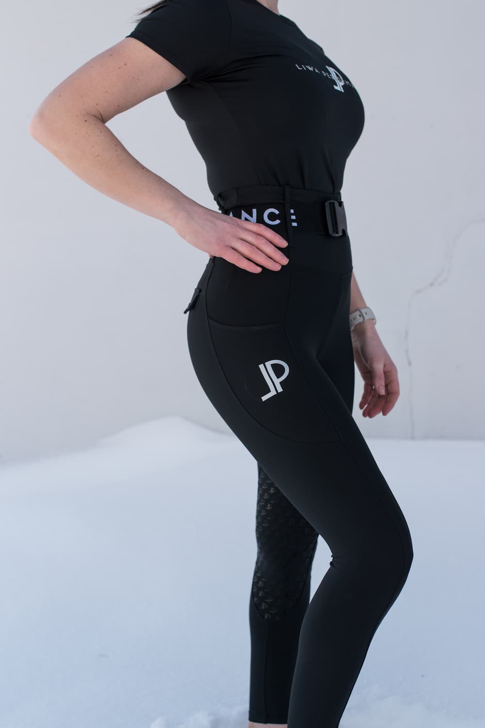 Belted high waist breeches black