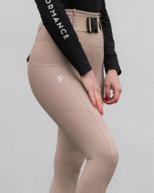 Belted high waist breeches – Carla Beige